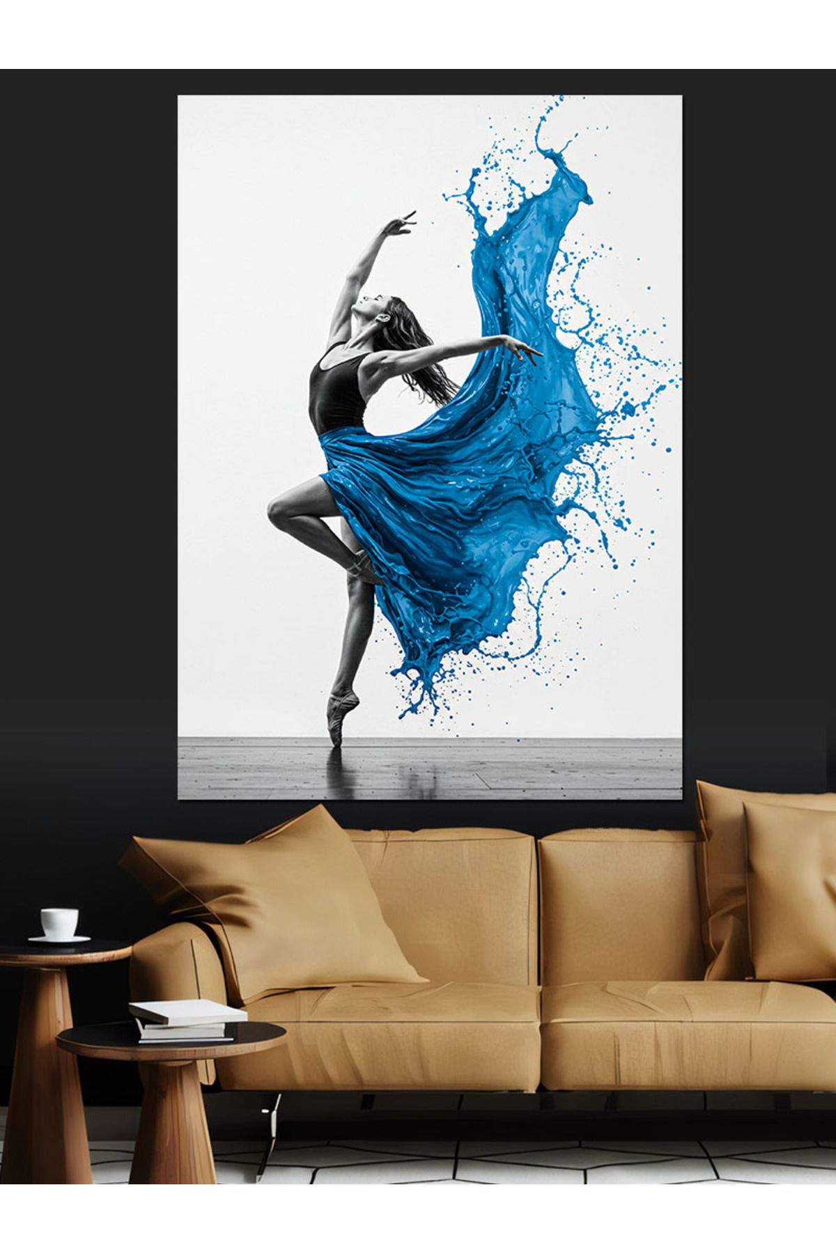 Tablomega-Femeie Dansatoare in Rochie Albastra Canvas Decorativ - Tabla din Lemn MDF 5
