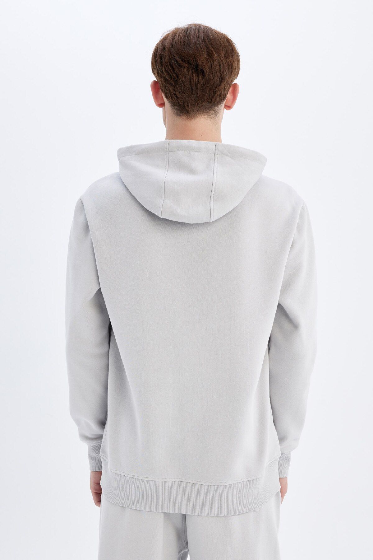 DeFacto-Μαλακό πουπουλένιο φούτερ Basic Hooded - Kangaroo Pocket, Regular Fit X8283az24au 7