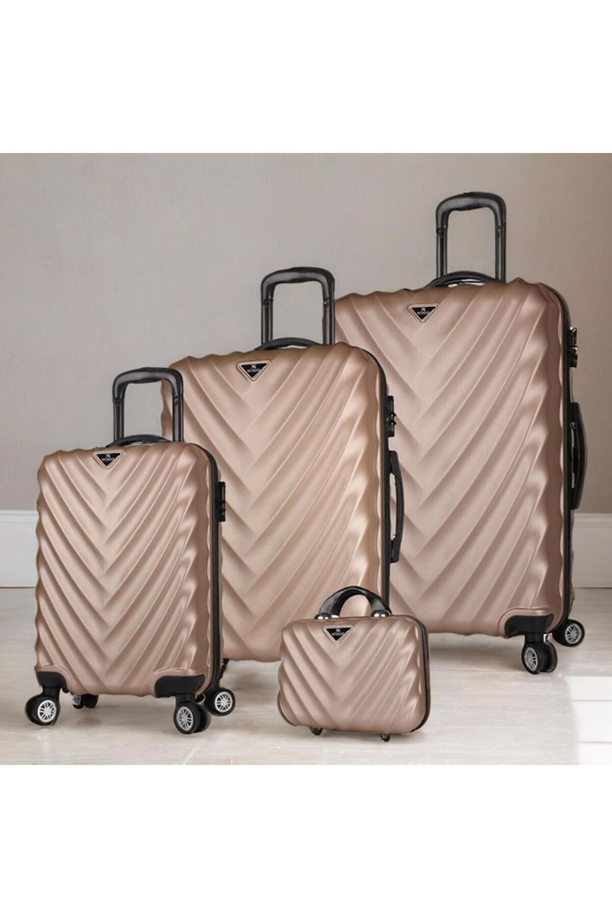 My Valice Lotus Abs Kabin Orta Büyük Ve Makyaj Boy Gold 4'lü Travel Valiz Seti