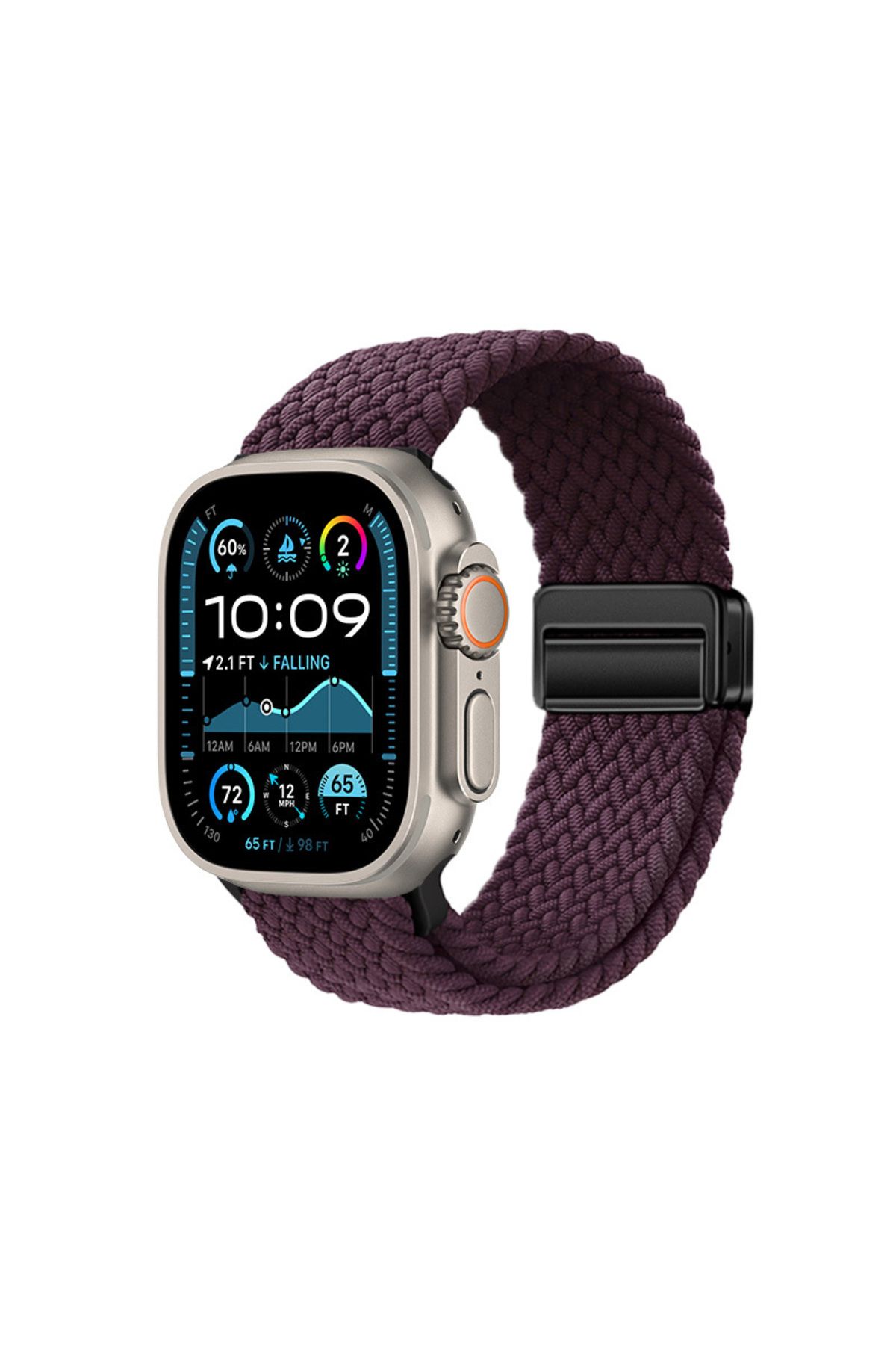 System Com Watch Ultra 49mm SYS KRD-134 Örgü Tasarımlı Hasır Kordon Strap Kayış - Koyu Mor