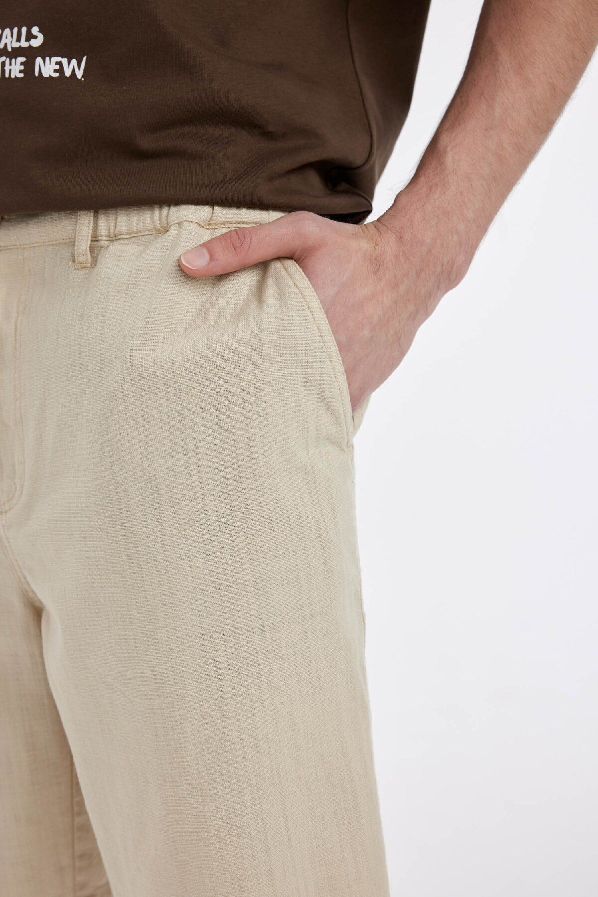 DeFacto-Regular Fit Summer Linen Bermuda Shorts C8198Ax24Sm 6