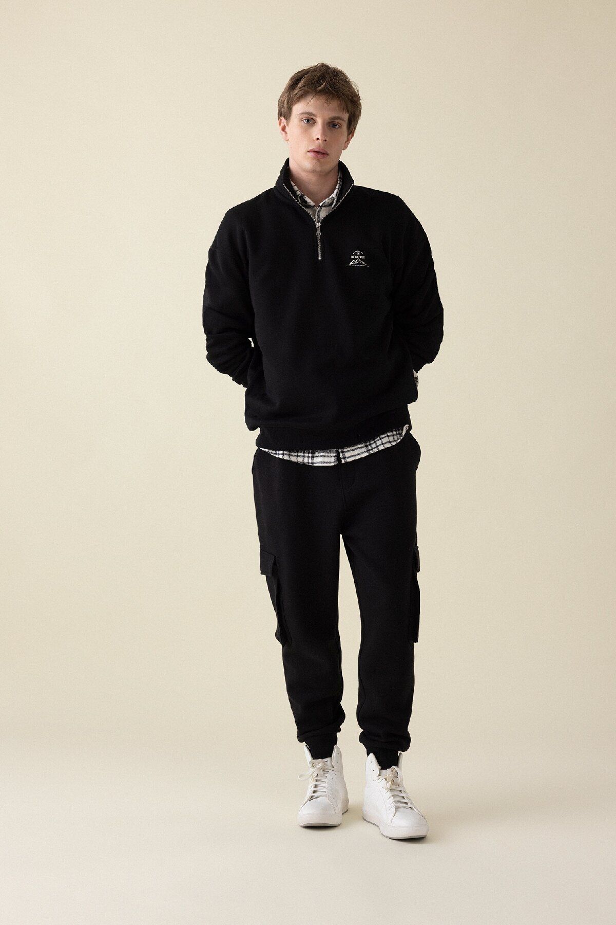 Regular Fit Jogger Eşofman Altı Kargo Cepli Basic Düz Beli Bağcıklı Lastikli Paça Y5533az24au