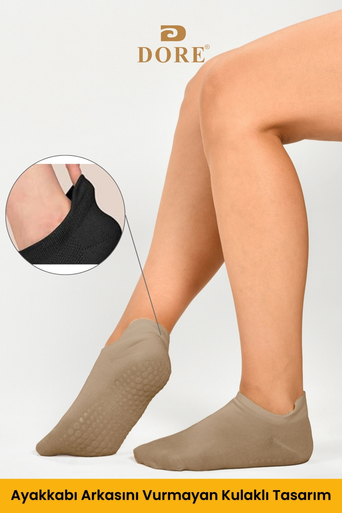 Dore-Γνήσιο Unisex Comfort Μοντέλο 2 Ζεύγη Μπεζ αντιολισθητική σόλα Αντιολισθητικά μποτάκια Κάλτσες για Pilates Yoga 3