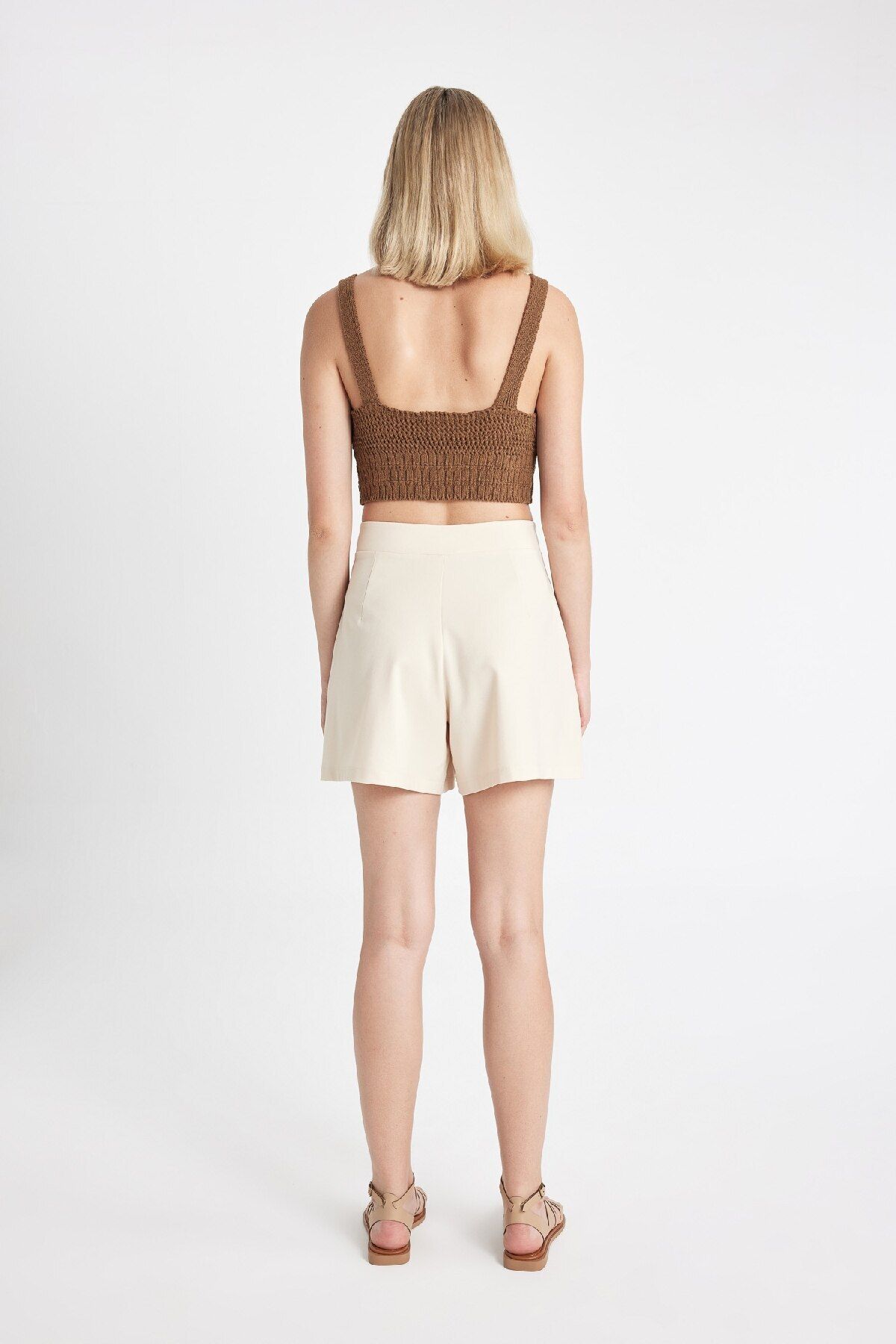 DeFacto-High Waist Pleated Regular Fit Shorts - D0963Ax24Sm 6