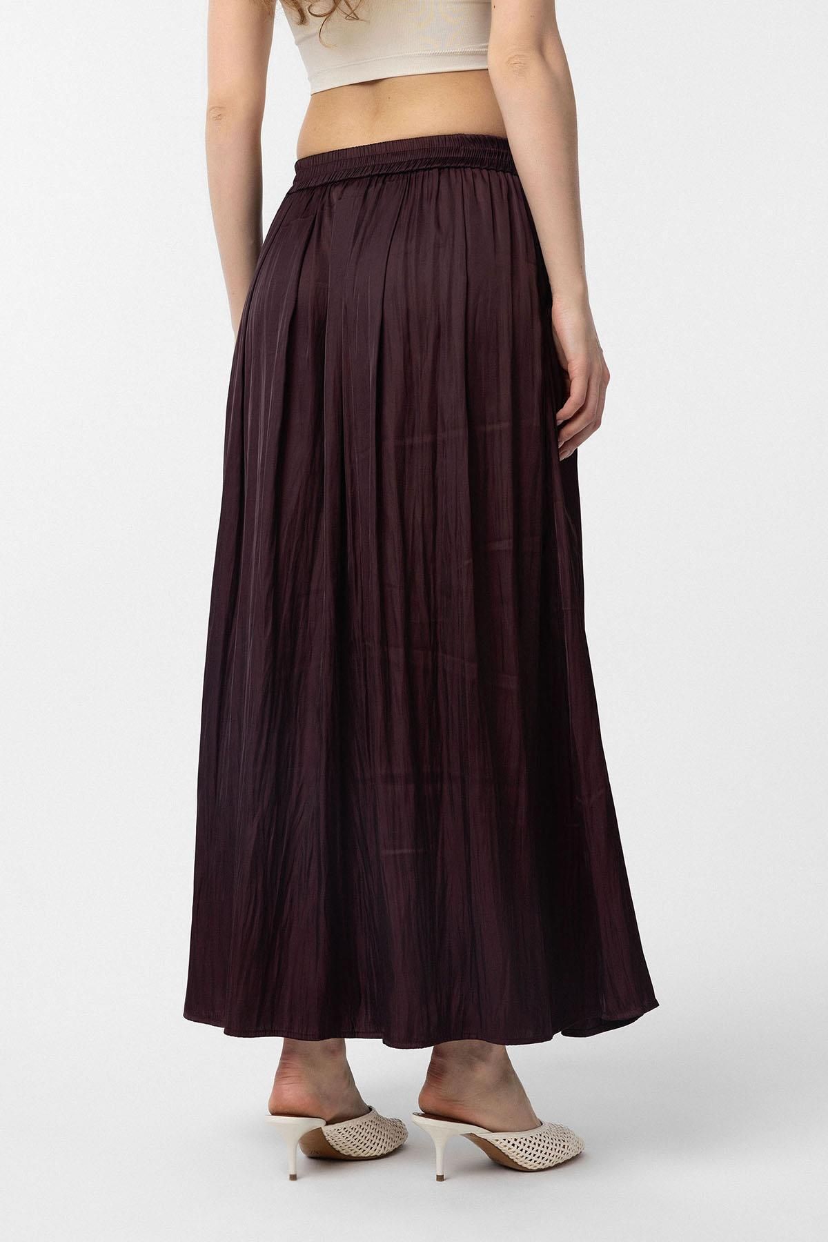 Antioch-Burgundy Long Draped Pleated Women's Skirt 4