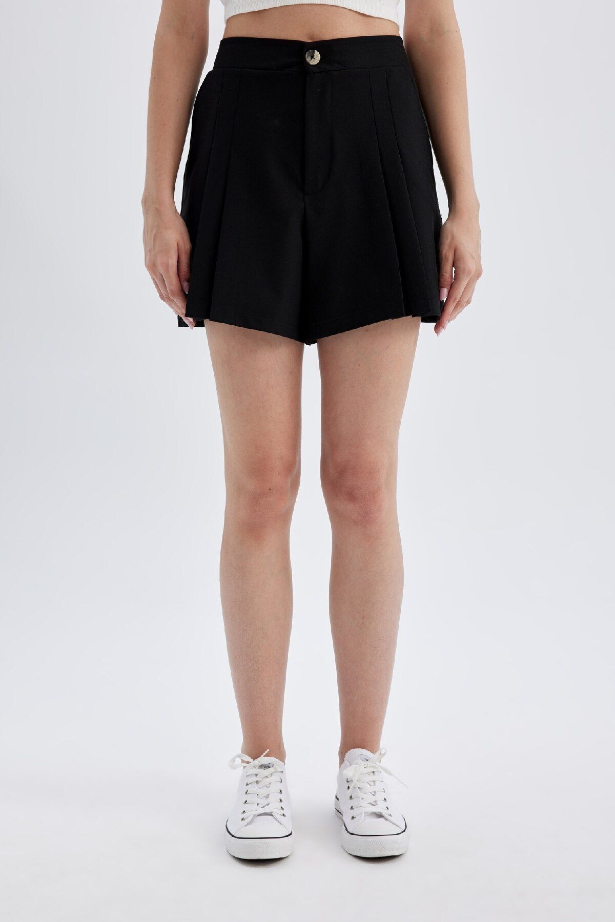 DeFacto-High Waist Pleated Regular Fit Shorts - D0963Ax24Sm 6
