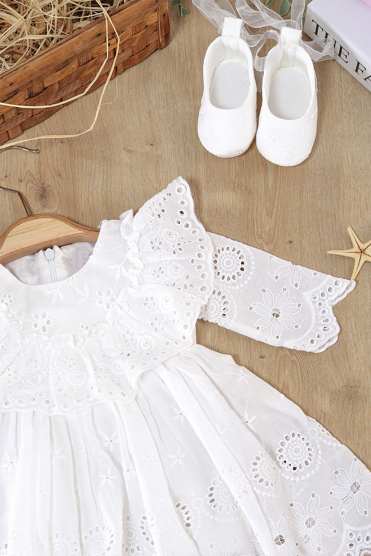 Sitilin Kız Bebek Mevlüt Elbisesi Gelinlik Fransız Dantelli Mevlit Takımı Bebek Mevlütlük Seti STL6955 fotoğrafı 2 (önizleme)