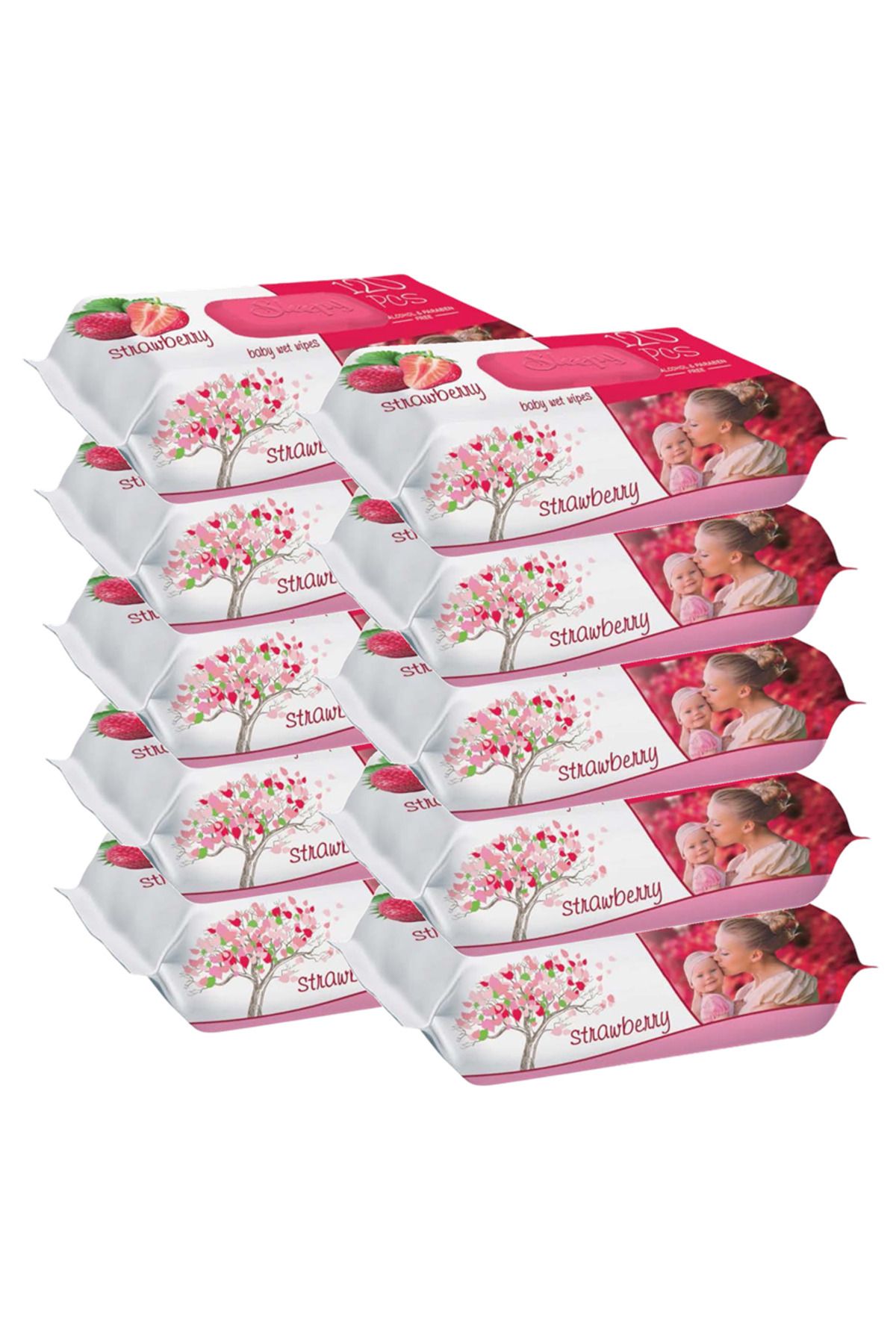 Sleepy Servetele Umede Sleepy Strawberry, 10 Pachete X 120, 1200 Buc - Mărime unică