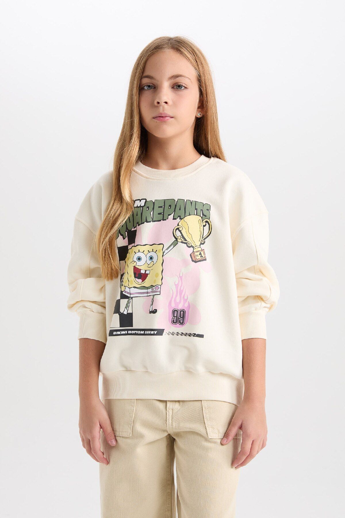 DeFacto-Hanorac 3D SpongeBob Relax Fit pentru fete D3111A824WN 4