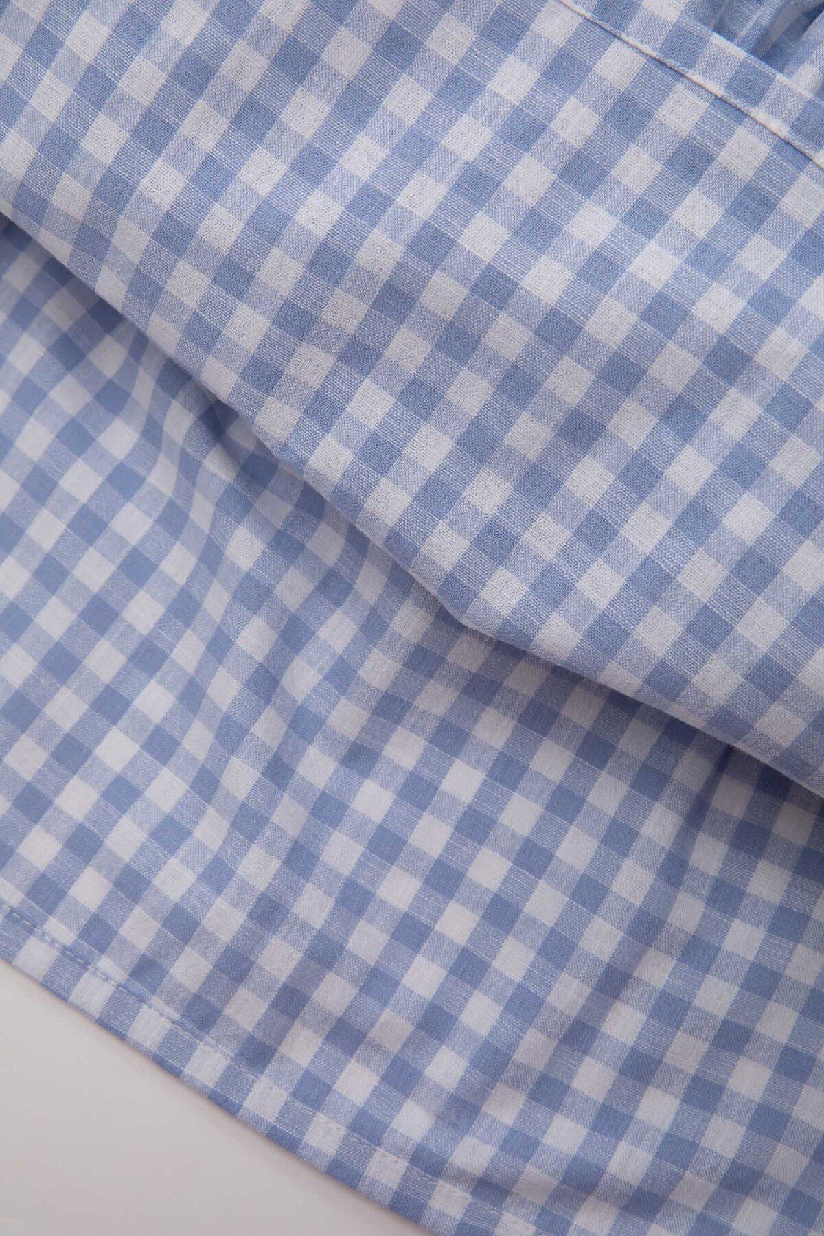 DeFacto-Rövid ujjú kockás poplin kislány ruha - D3466A524HS 3