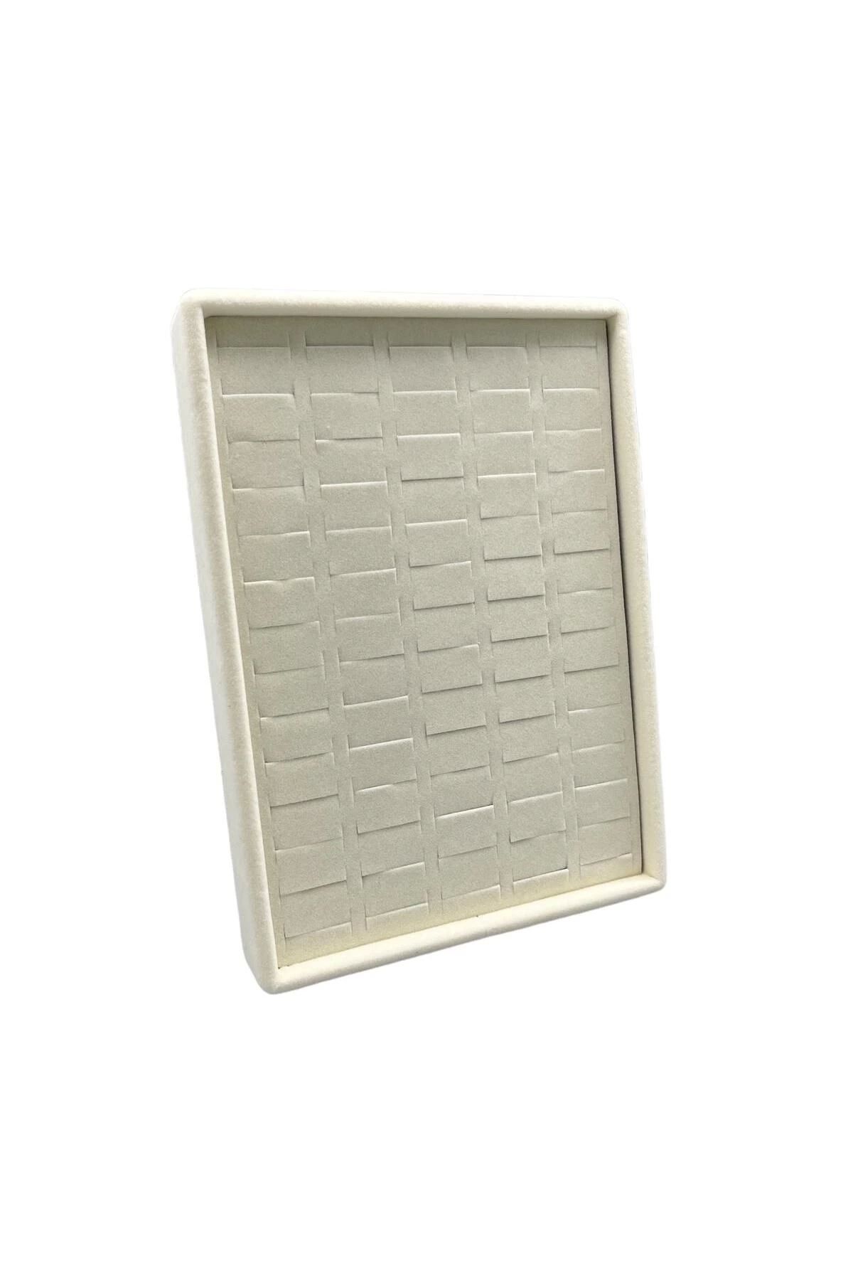 MeGass Dekor Producție Internă Dimensiune Mică Tesatura Din Piele Intoarsa Culoare Crem 24/17,5 Cm Masuta Cu Inele Cu Picioare Rabatabile - One Size