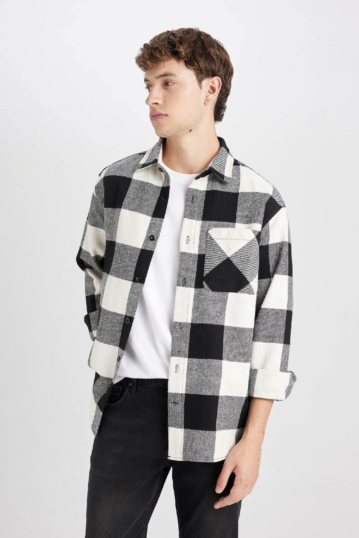 DeFacto-Regular Fit Checked Lumberjack Langarmshirt D3298ax24wn 4