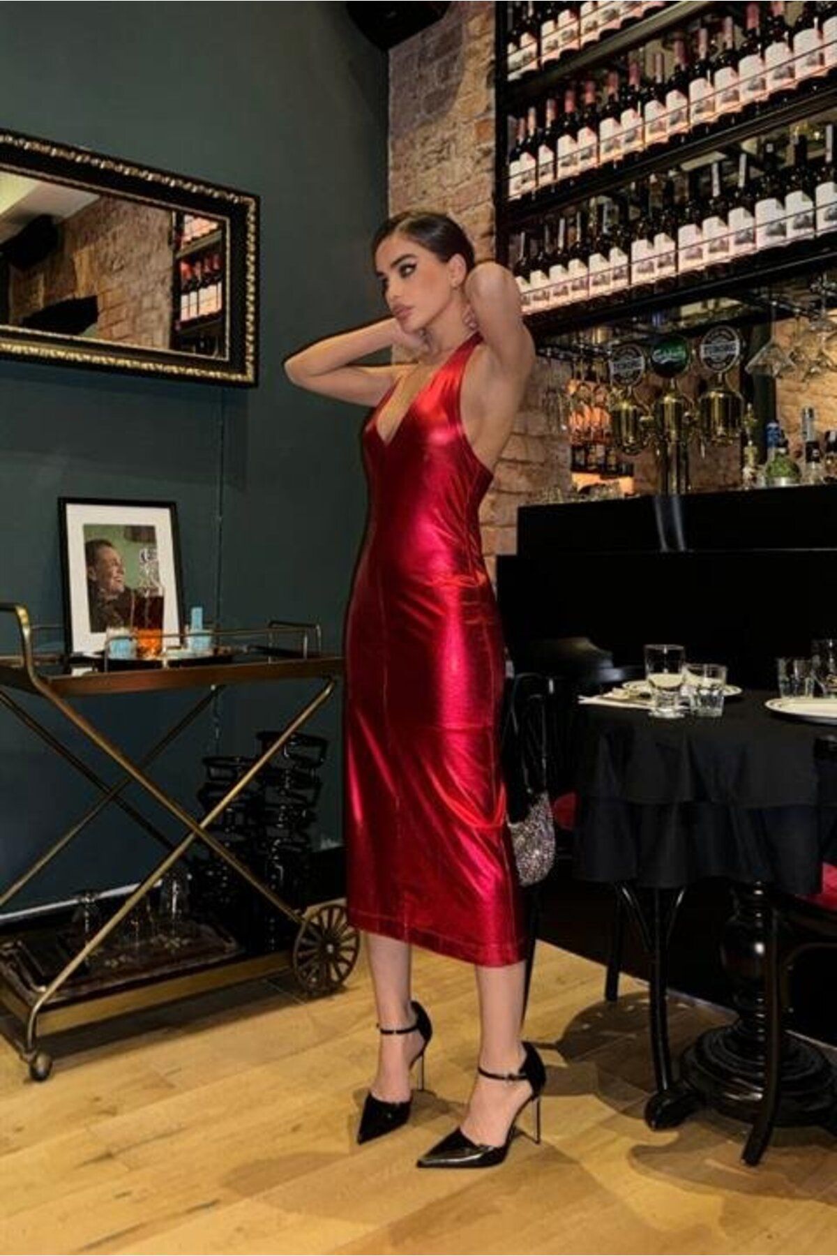 velmorafashion Felicia Sırt Dekolteli Elbise 2583-08