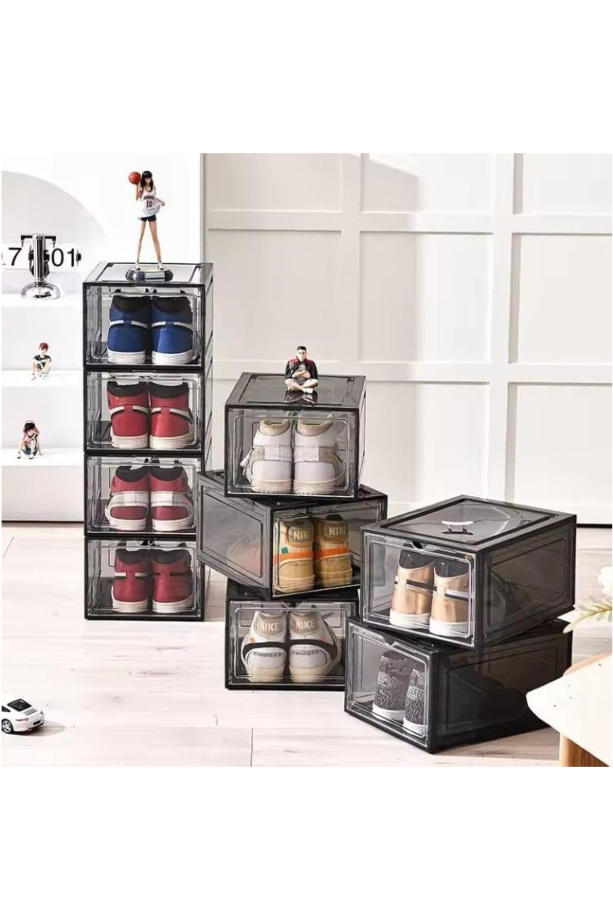 Flippy-Flippy Shoe Organizer, 36x28x21 cm, Transparent Gray, made of PP+ABS, with Magnetic Doors 3