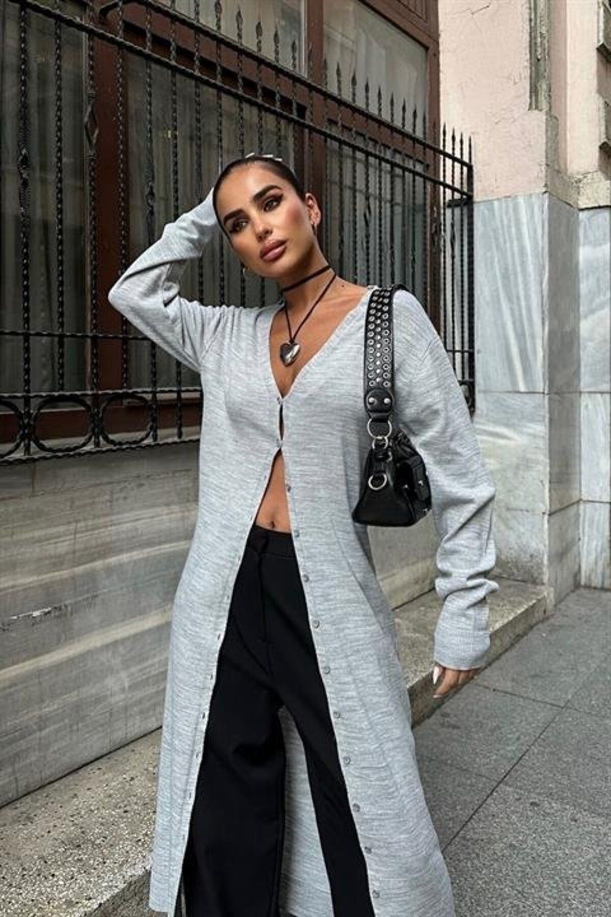 Moka Shopin-Mokashopin Sandy Buttoned Long Cardigan 5100-23 5