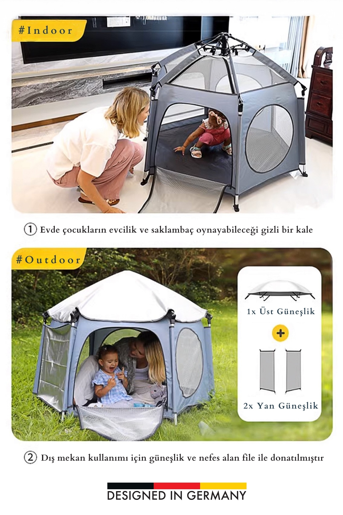 Kiwi Safari Çocuk-Bebek Oyun Parkı Çadırı +50 UV Korumalı,Kolay Kurulum,Alüminyum Sağlam Gövde - Latte fotoğrafı 5 (önizleme)