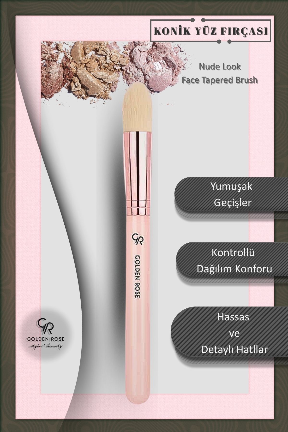 Nude Look Face Tapered Brush - برس صورت مخروطی Golden Rose