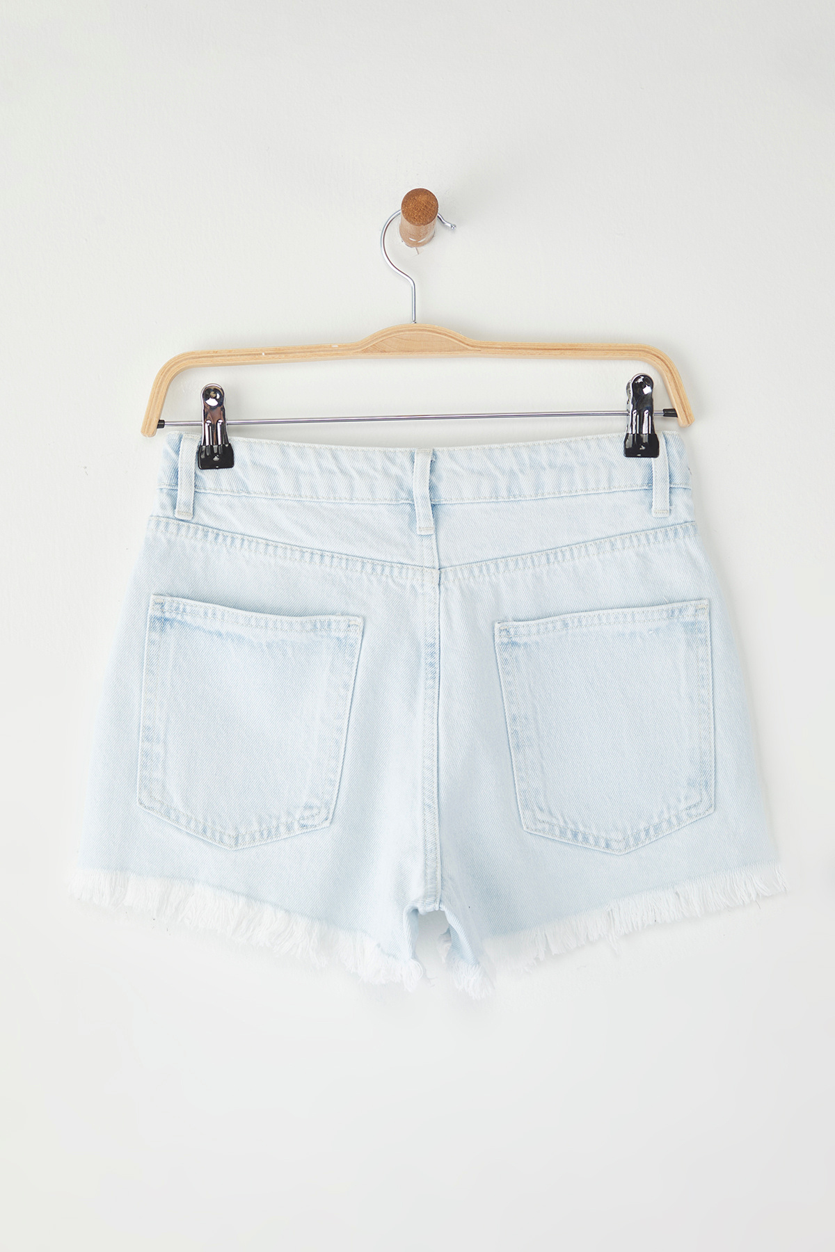 Trendyol Collection-Jégkék magas derekú mini farmer rövidnadrág TWOSS25SR00161 7