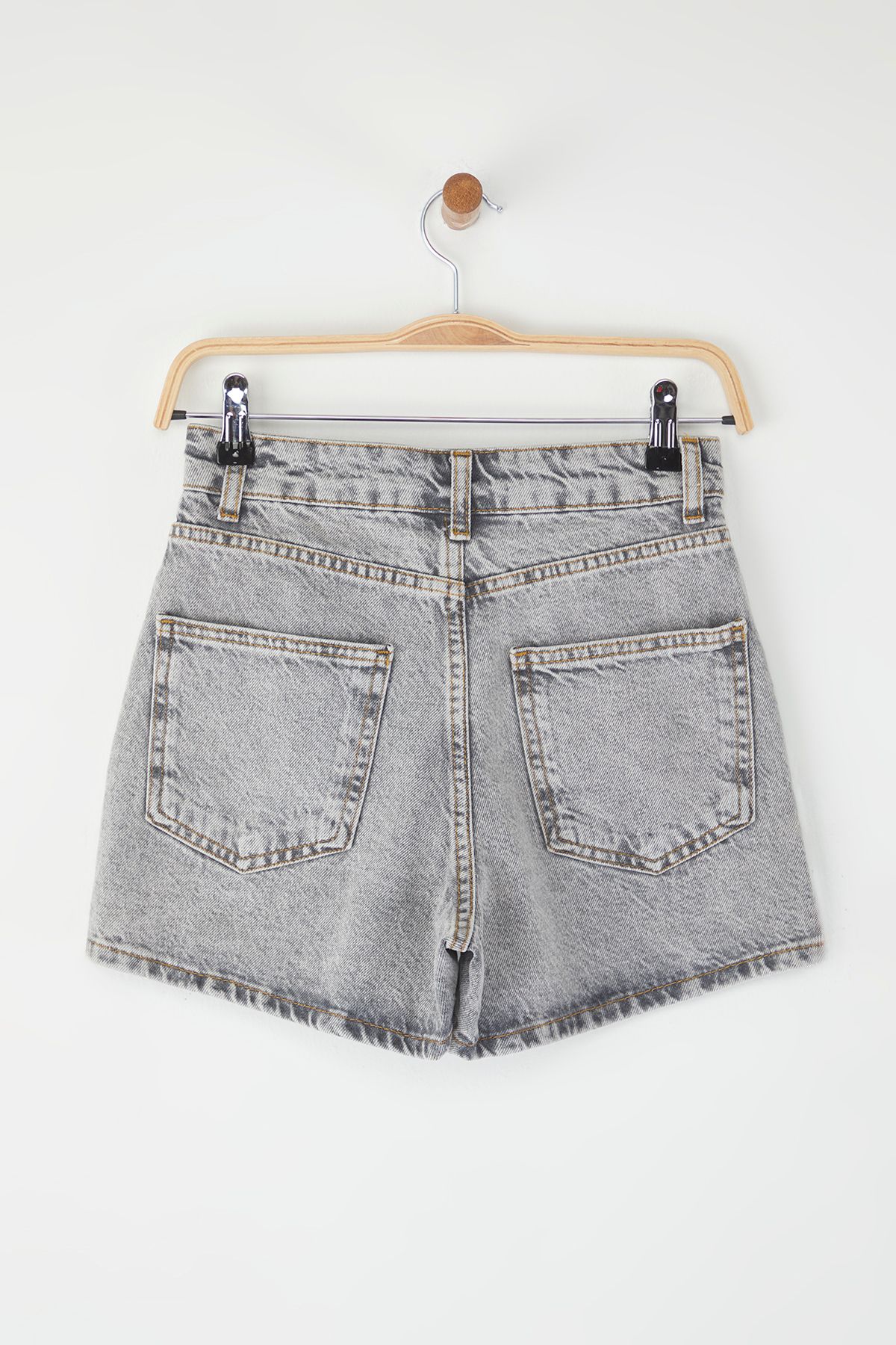 Trendyol Collection-Γκρι ψηλόμεσο City Boy Jeans Y σορτς 6