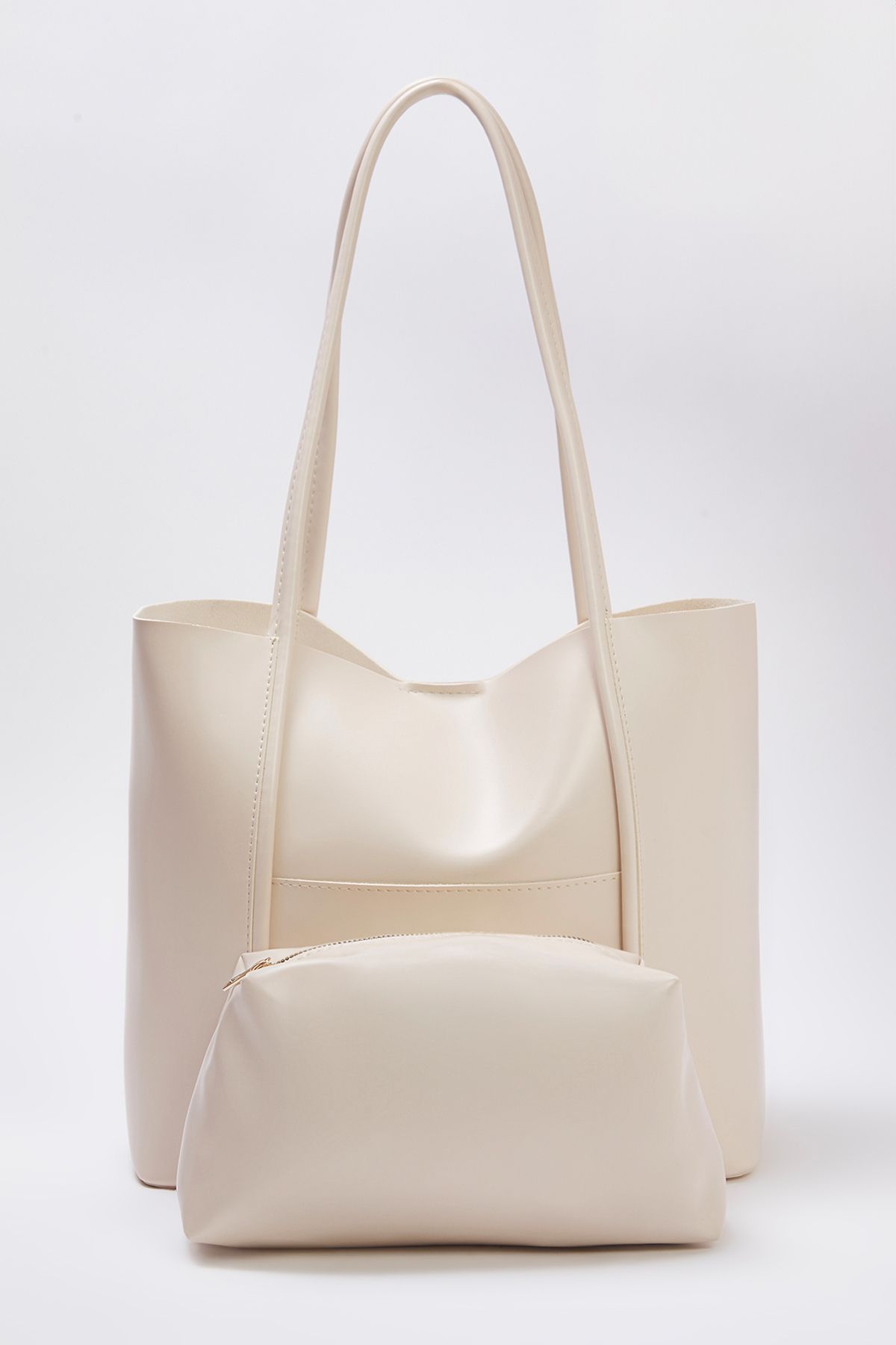 TRENDYOL SHOES-Beige Puppy Damen Maxi Tote Schultertasche TAKSS25OC00028 1