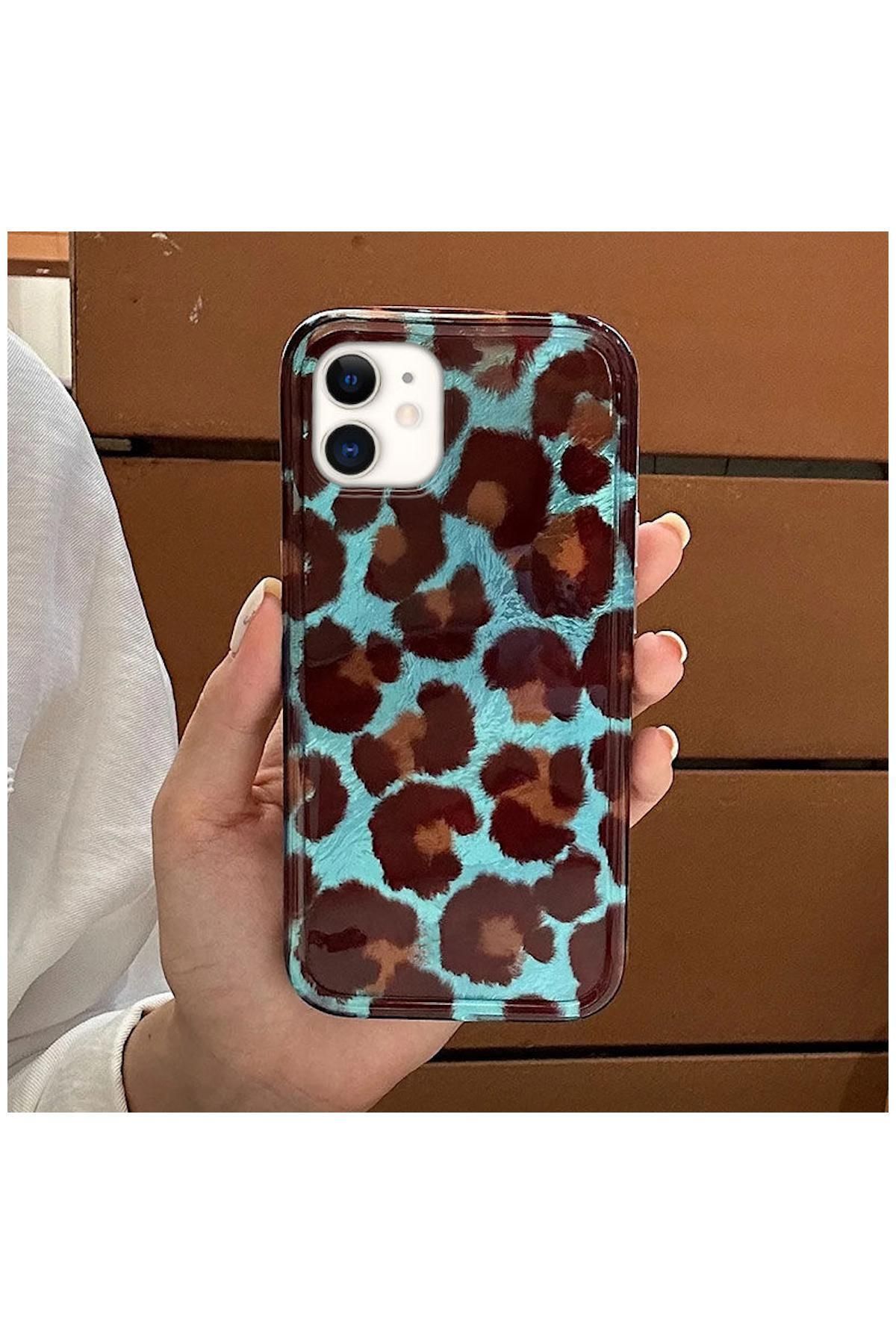 Pro Aksesuar Apple iPhone 11 Uyumlu Kılıf Lüx Leopar Desenli Silikon Kılıf Kahverengi