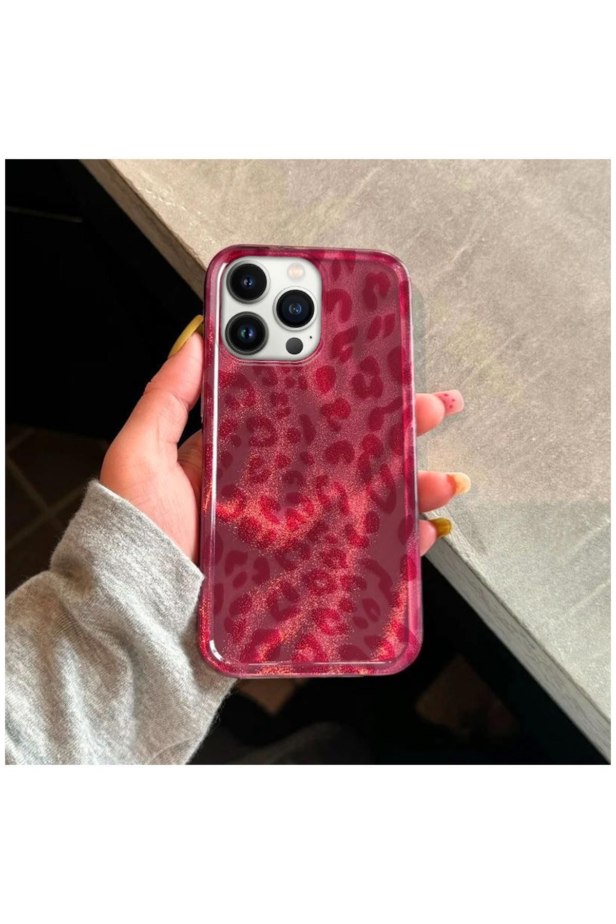 Pro Aksesuar Apple iPhone 16 Pro Max Uyumlu Kılıf Lüx Leopar Desenli Silikon Kılıf Pembe