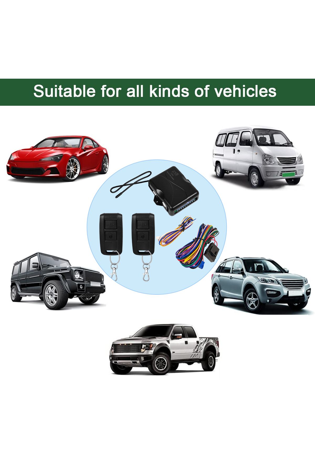 3XR-Car Keyless Entry System with Remote Lock/Unlock, Trunk Release, Window Closer, Universal Fit 7