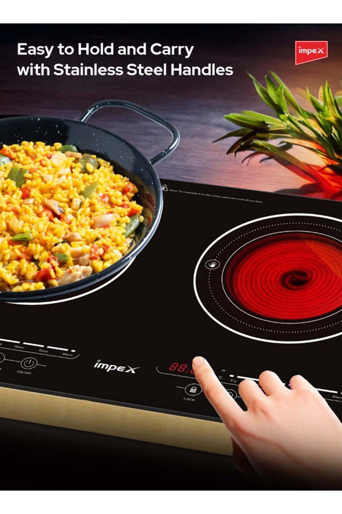 İMPEX-Double Infrared Cooktop 2800w- Ir 2704, 2 Burner Electric Stove 5 Modes 8 Power Levels 4-hour Timer 6