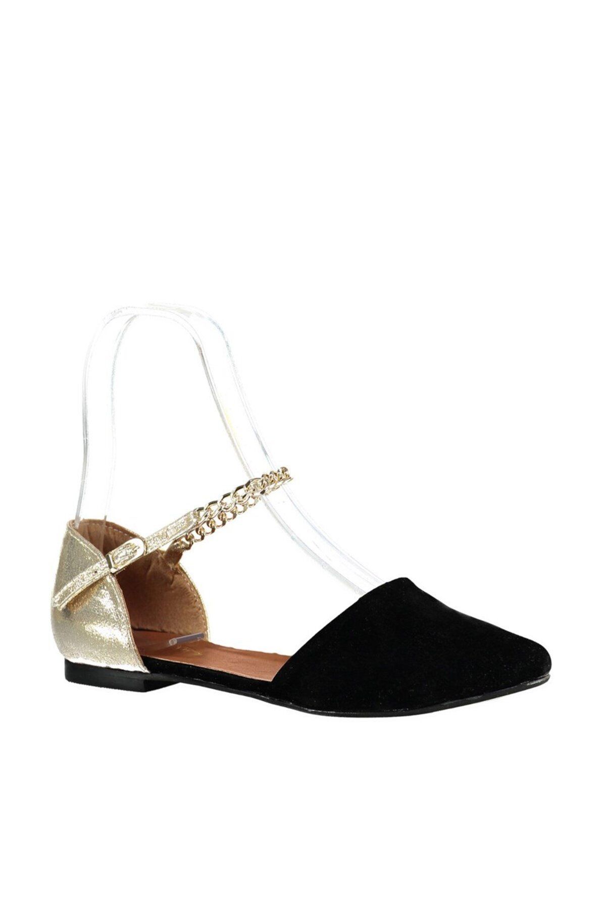Fox Shoes-Black/Gold Women's Ballerina Ballerina B 726024402 7