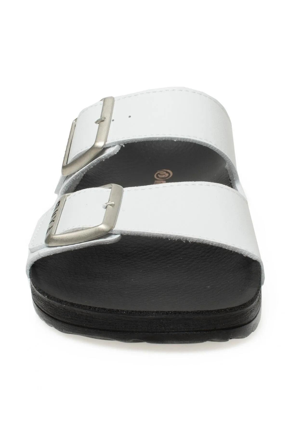 Muya-A 1116000   Women's White Daily Leather Slippers 3