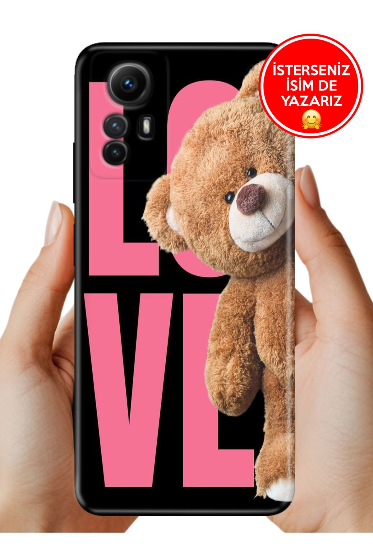 Cekuonline Xiaomi Redmi Note 12s Kılıf Desenli Baskılı Kamera Korumalı Silikon LoveTeddy