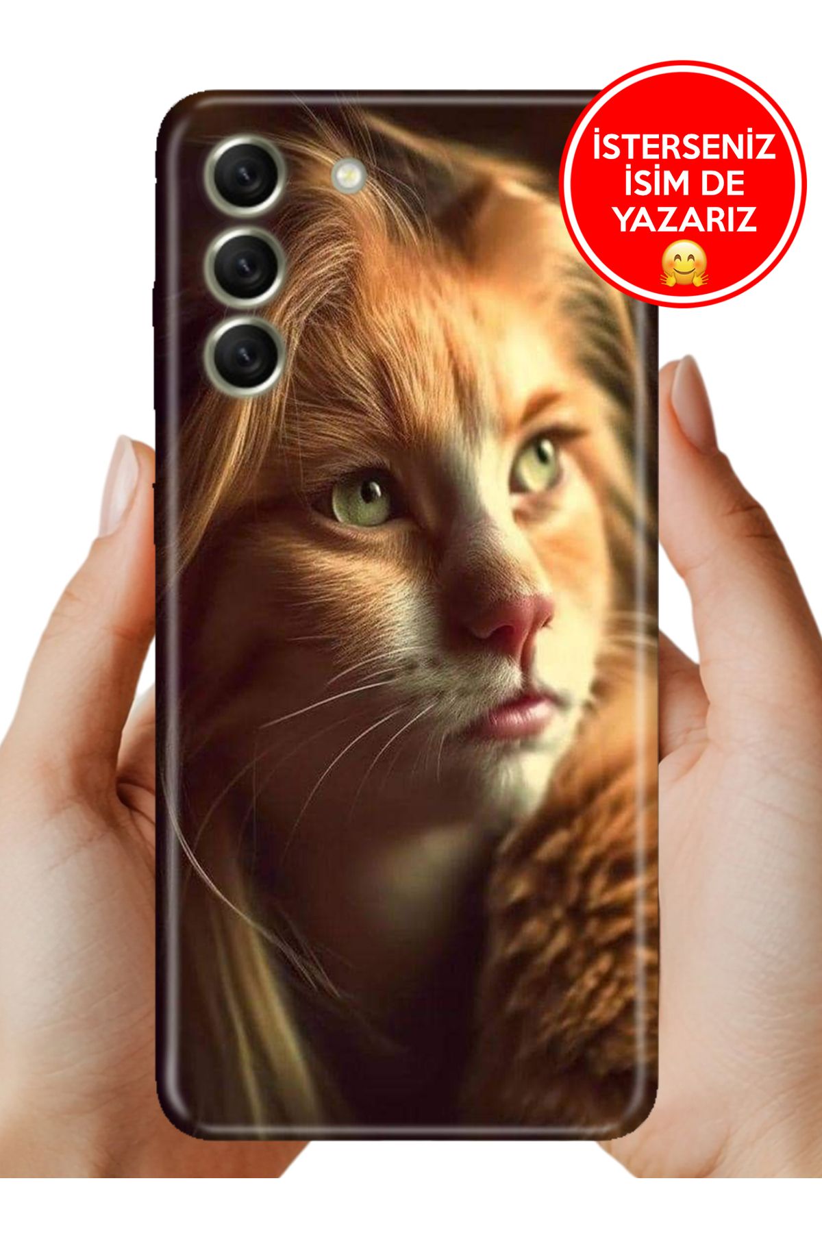Cekuonline Samsung Galaxy S21 FE Kılıf 0.35 mm Resimli Silikon Kedi Kadın