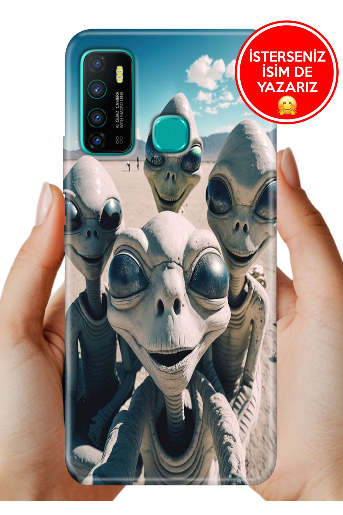 Cekuonline İnfinix Hot 9 Kılıf Hot 9 Telefon Kılıfı Tasarım Kapak Uzaylılar