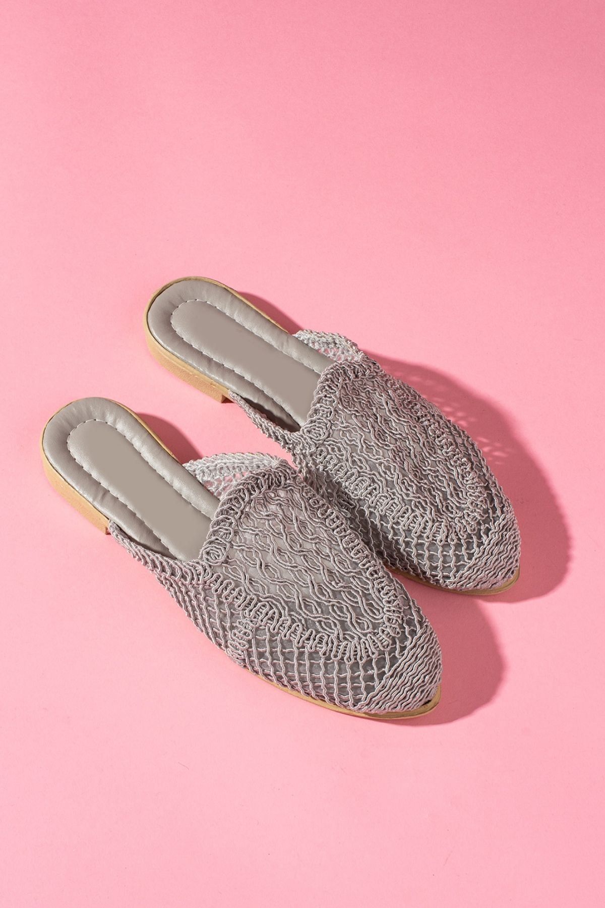 FUGA MODA-Emma Gray Straw Slippers - Closed Front Design 4