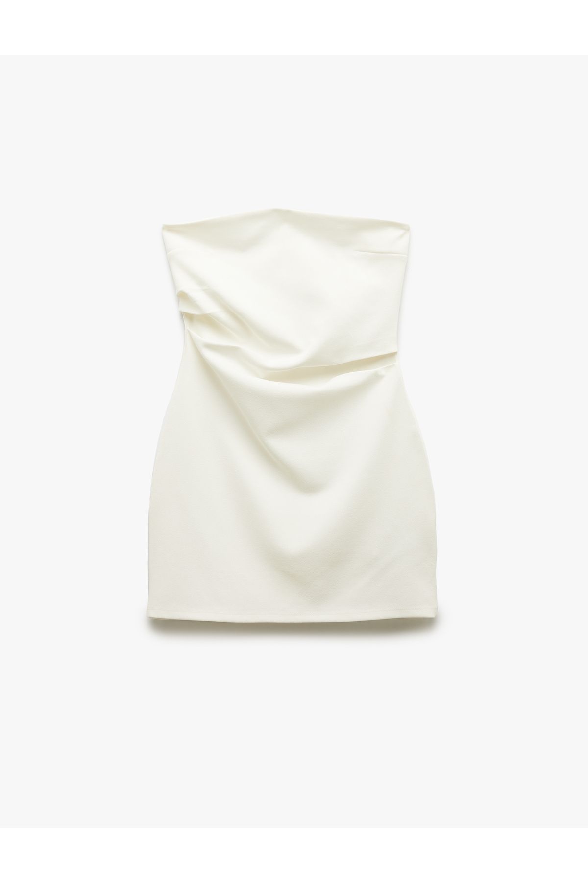 Koton Yeni Sezon Scuba Krep Kumaş Drape Detaylı Mini Straplez Elbise