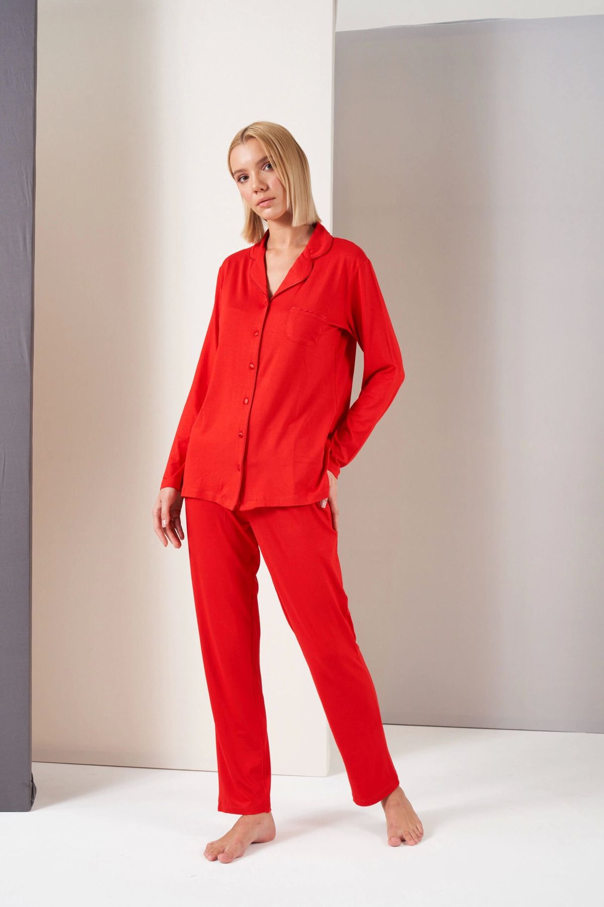 PJS-Azze Pjs 26028 Front Button Pajama Set 2