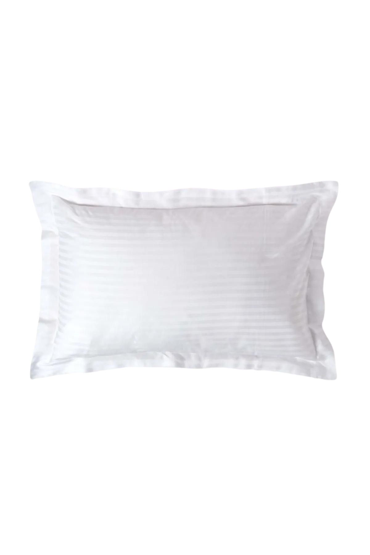 Kotonia Home Set 2 Fete De Perna Hotel, Damasc Cu Dungi Late De 2.5 Cm, Rame Oxford, 40x40 Cm, Alb - One Size