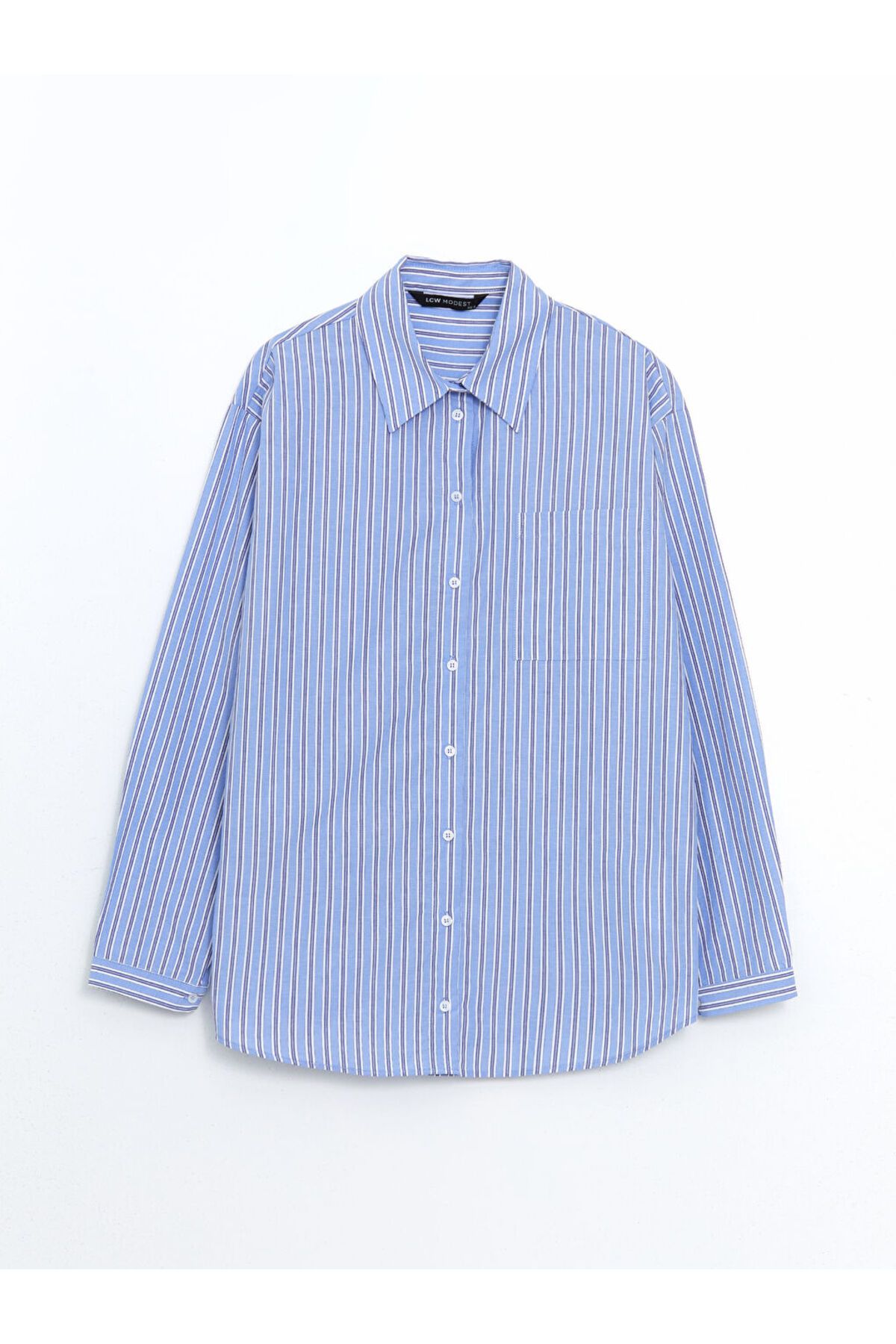 LC Waikiki Çizgili Oversize Poplin Kadın Gömlek Tunik