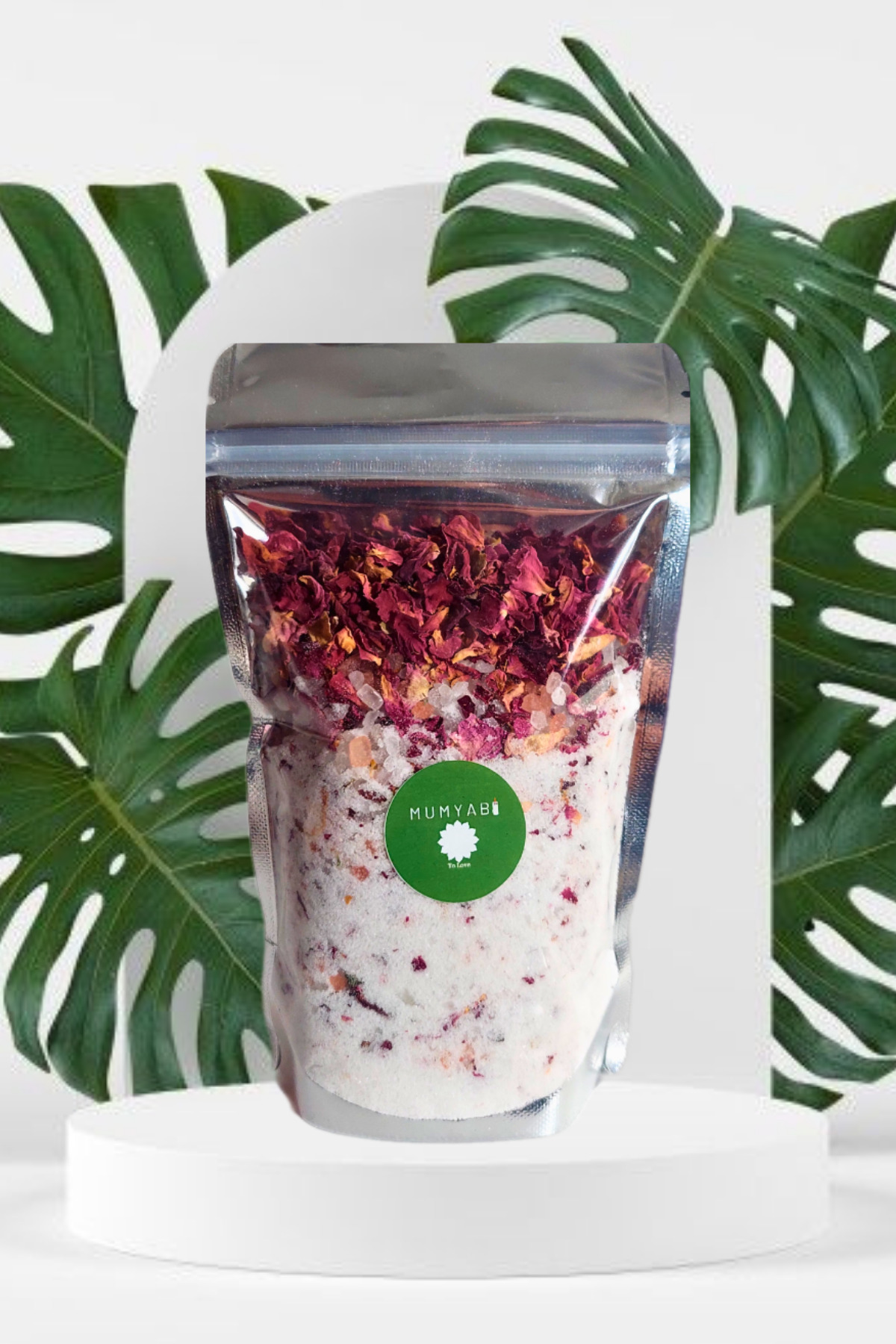 Doğal Içerikli Gül Yağlı Kokulu Ve Yapraklı Banyo Kaya Tuzu Manikür/pedikür Peeling 300 gr — kaya01 — تصویر 2 از 3