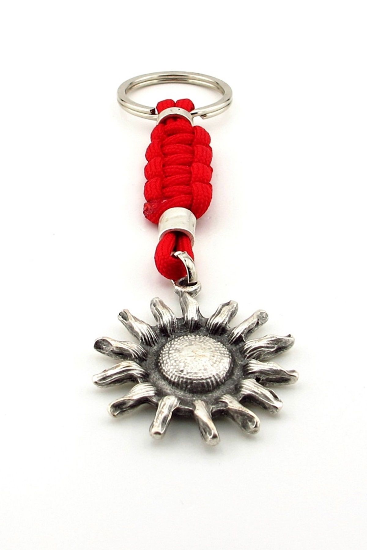 Solfera-Sun Flower Sunflower Spring Red Macrame Knit Metal Tip Keychain Kc303 3