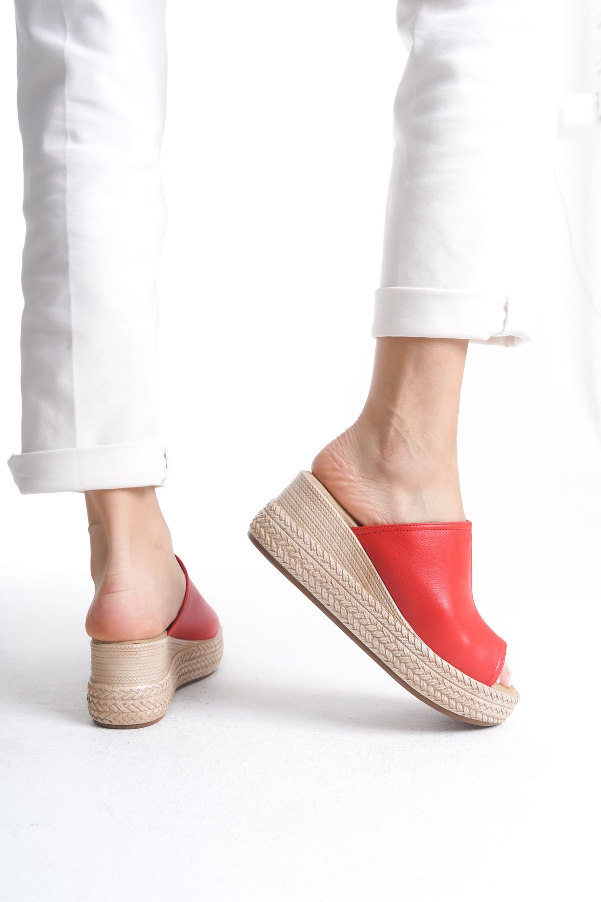 Elile Shoes-Genuine Leather Soft Sole Wedge Heel Slippers 5
