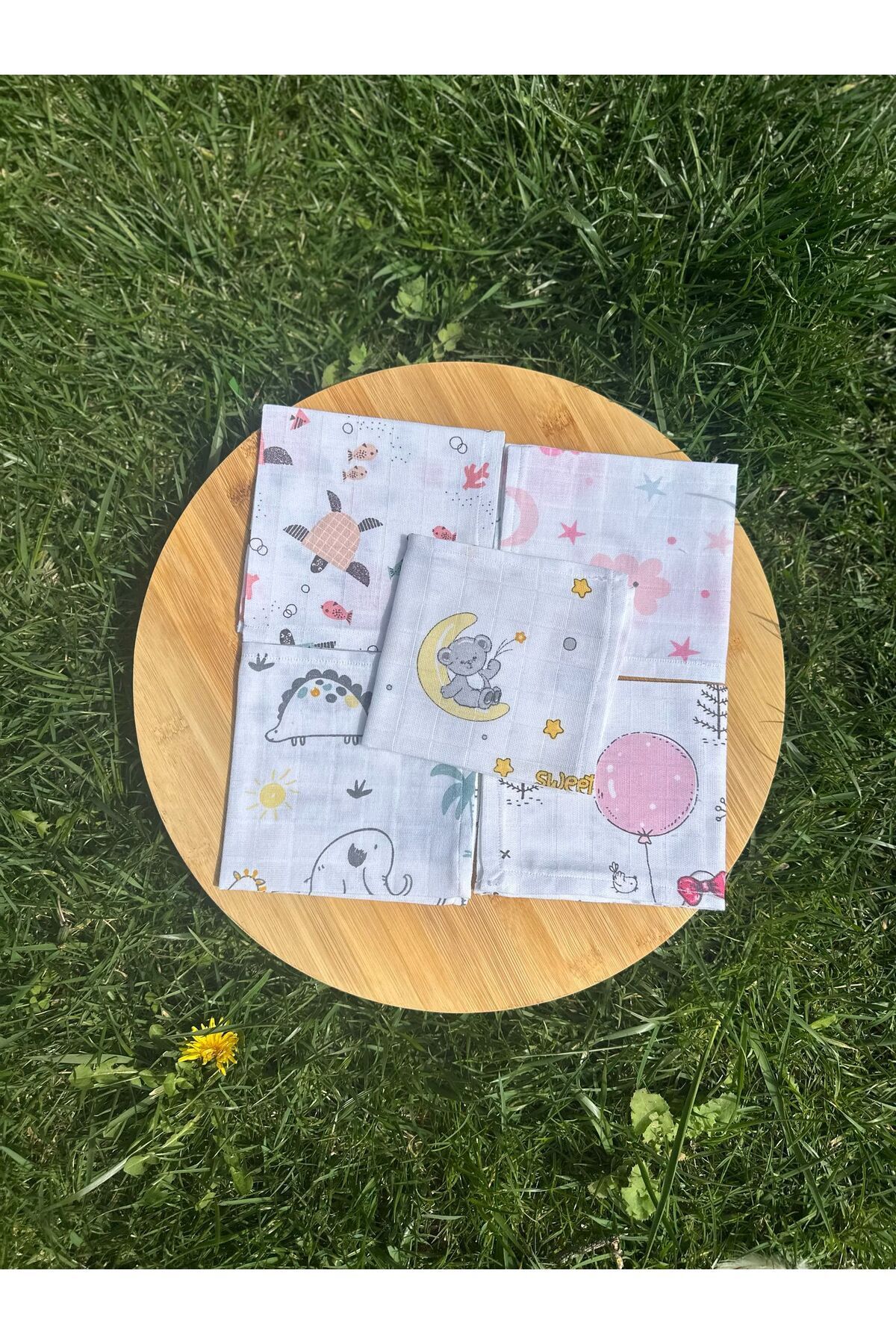 Home % 100 Organik Bebek Müslin  Mendil 5 Adet   25x25 cm