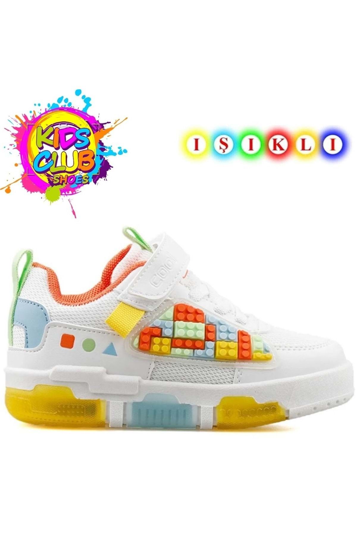 Kids Club Shoes Cool Legos Işıklı Ortopedik Taban Unisex Çocuk Spor Ayakkabı BEYAZ