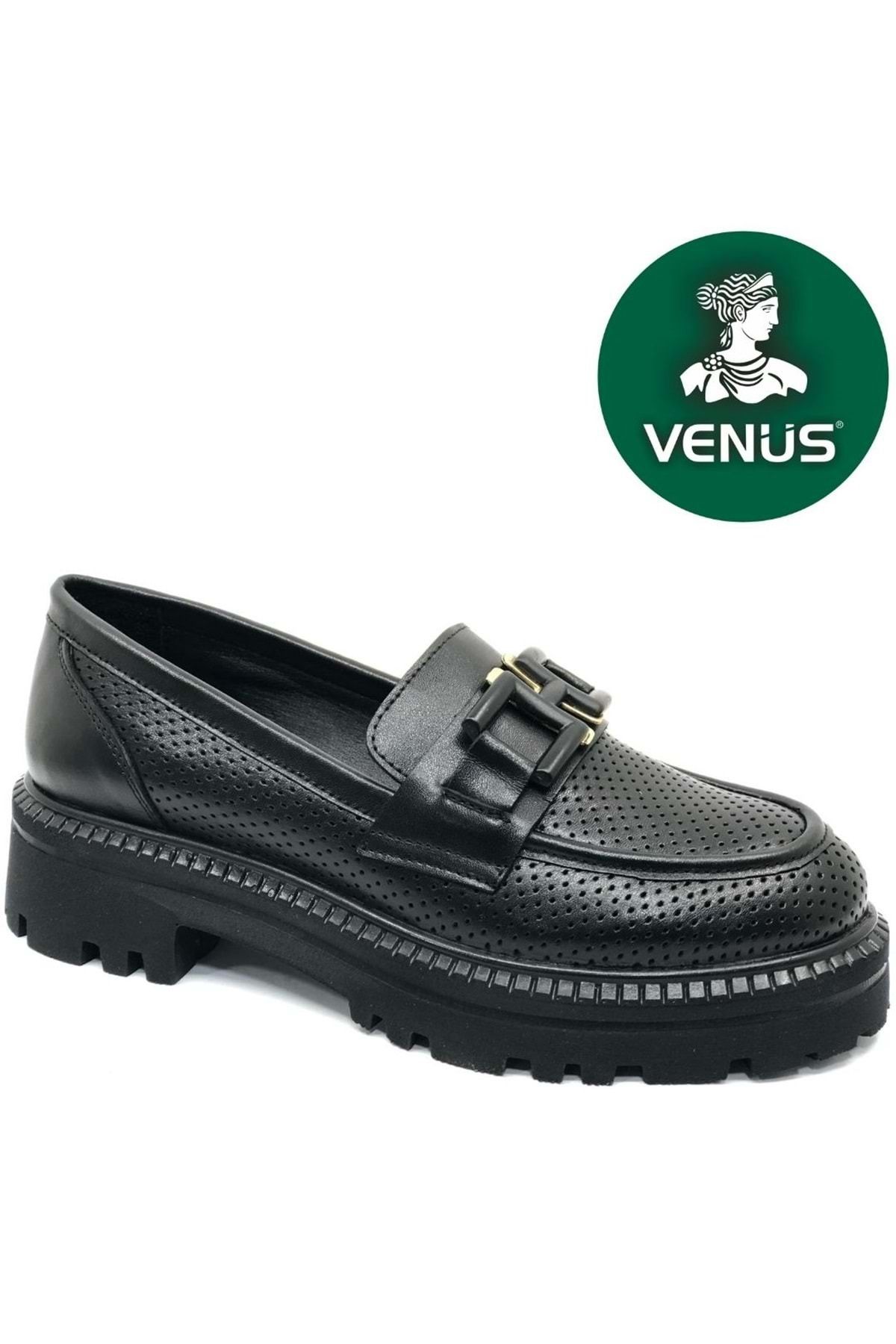 Kids Club Shoes Venüs Rigel Hakiki Deri Ortopedik Oxford Kadın Deri Klasik Ayakkabı SİYAH