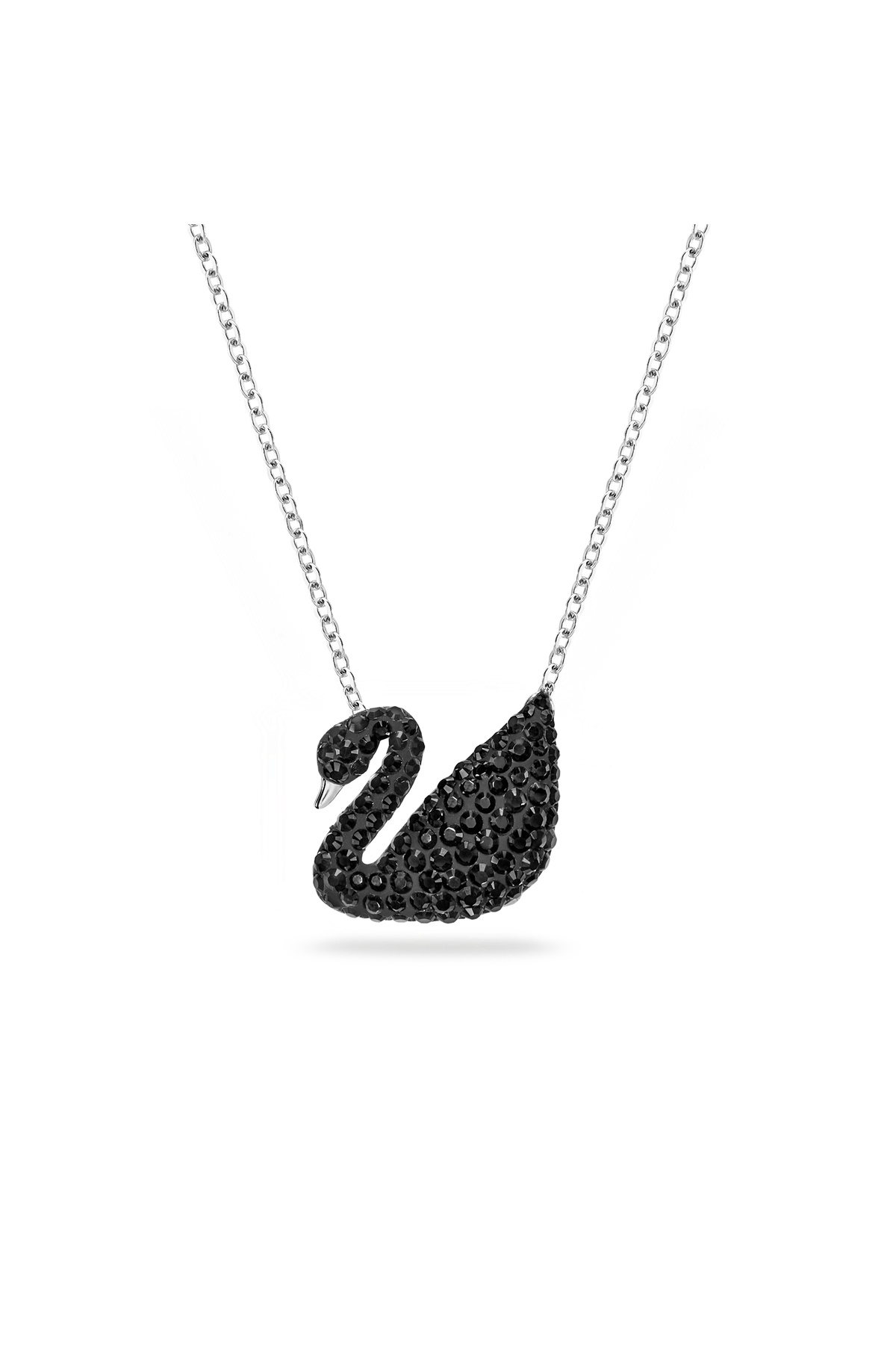 Swarovski Swan Kolye, Kuğu, Siyah, Rodyum kaplama