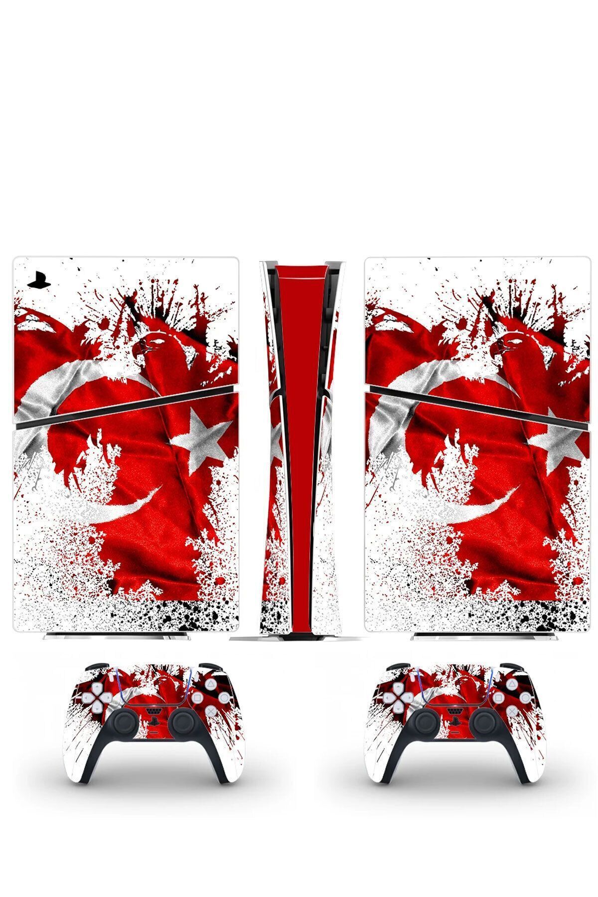 cosy home gift Türk Bayrağı Playstation 5 Slim Dijital Versiyon Sticker Kaplama Seti
