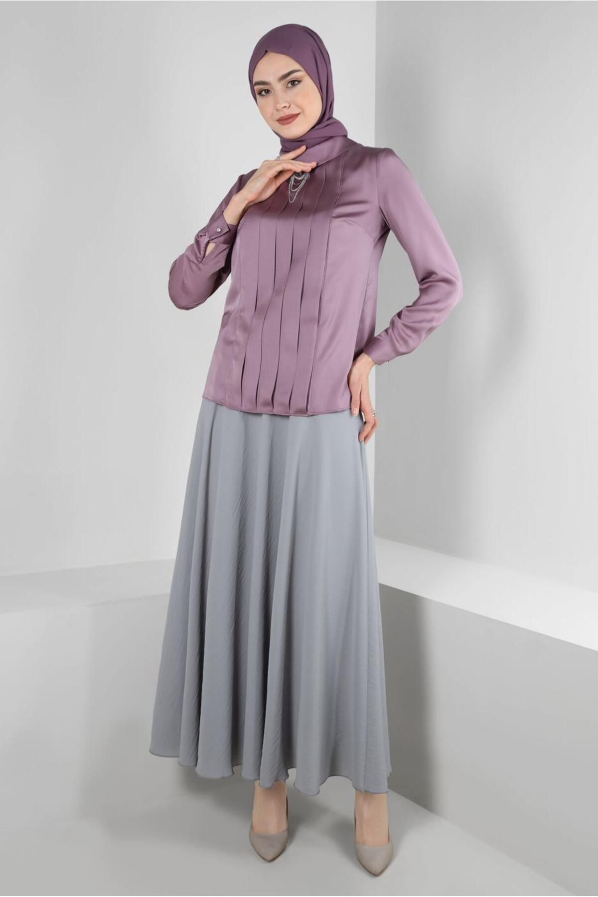 بلوز ساتن DRAPE DETAIL ACCESSORY 43573 Alvina
