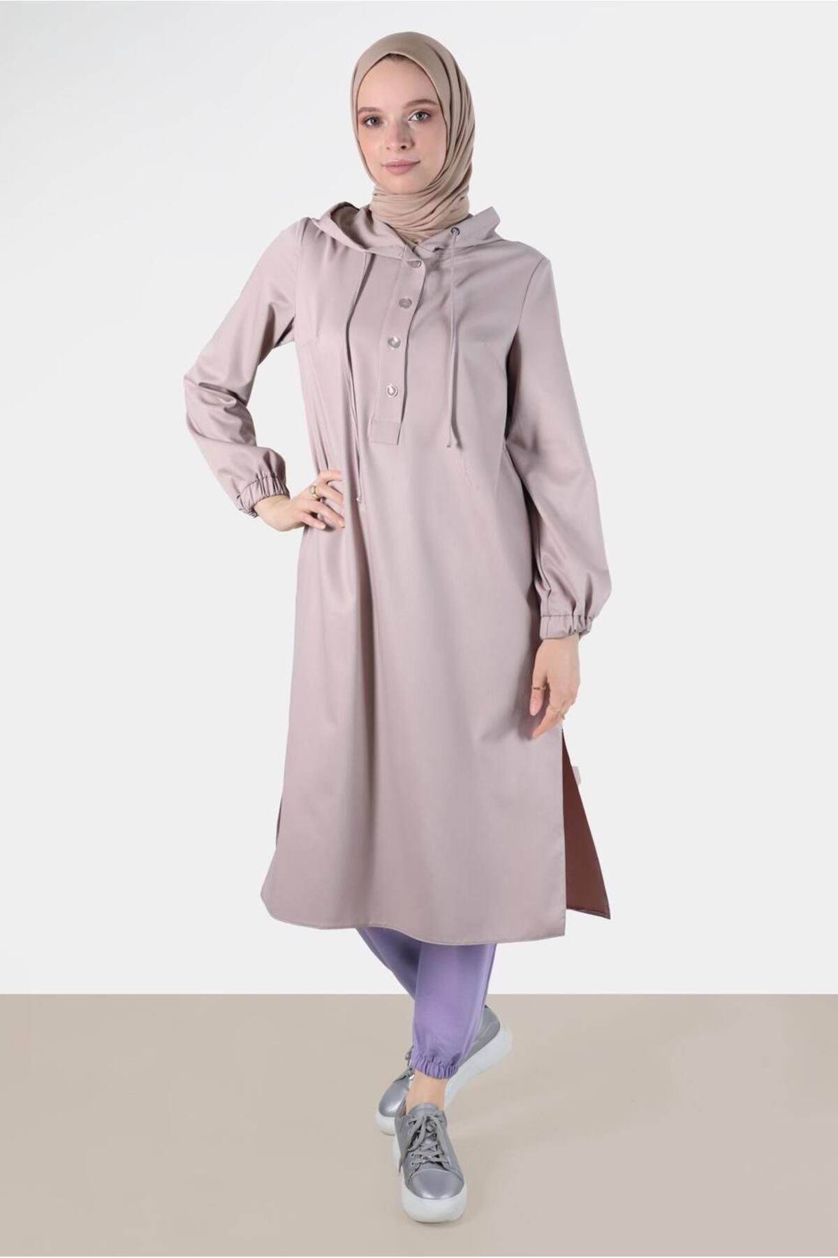 تونیک کلاهدار دکمه دار 42784 Alvina