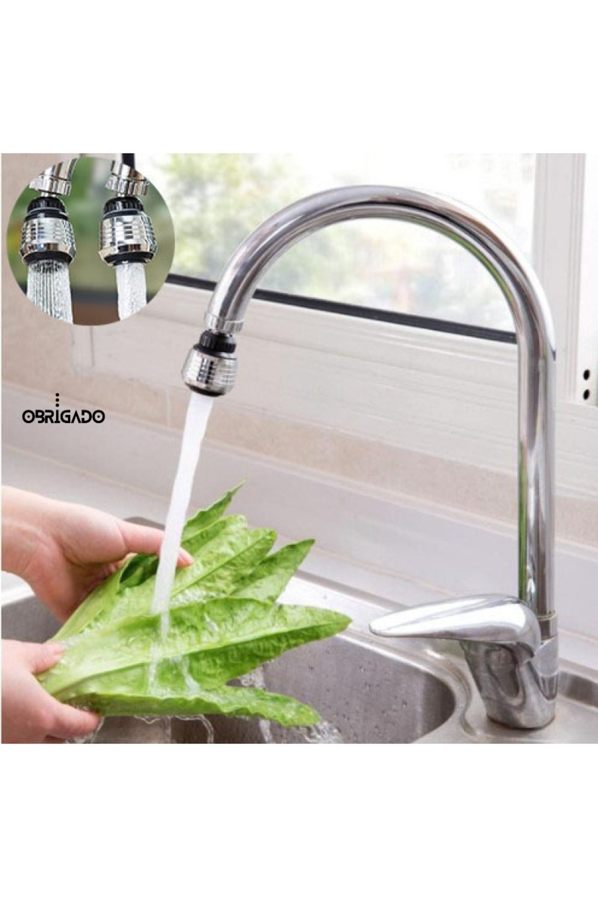 obrigado Su Faturanızı Düşürün! 360° Dönebilen 2 Modlu Musluk Başlığı