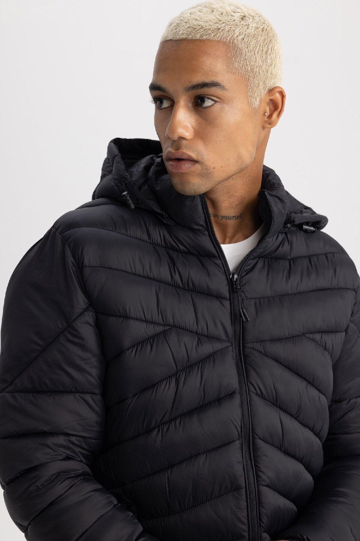 DeFacto-Jachetă pufă cu glugă Fit Water Repellent A3034ax23au 5